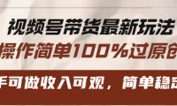 （13337期）视频号带货最新玩法，操作简单100%过原创，新手可做收入可观，简单稳定！