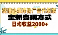 （13362期）微信小程序撸广告6.0升级玩法，全新变现方式，日均收益2000+