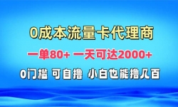 （13391期）免费流量卡代理一单80+ 一天可达2000+