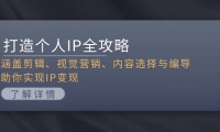 （13368期）打造个人IP全攻略：涵盖剪辑、视觉营销、内容选择与编导，助你实现IP变现